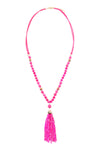 Fuchsia Rondelle Tassel Pendant with Polycard Necklace - Pack of 6