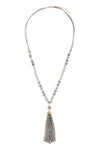 Gray Rondelle Tassel Pendant with Polycard Necklace - Pack of 6