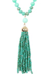 Light Blue Tassel Pendant Necklace - Pack of 6