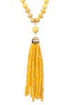 Mustard Rondelle Tassel Pendant with Polycard Necklace - Pack of 6