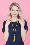 Mustard Rondelle Tassel Pendant with Polycard Necklace - Pack of 6