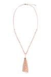 Pink Rondelle Tassel Pendant with Polycard Necklace - Pack of 6