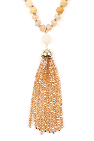 Pink Rondelle Tassel Pendant with Polycard Necklace - Pack of 6