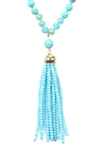 Light Blue Tassel Pendant Necklace - Pack of 6