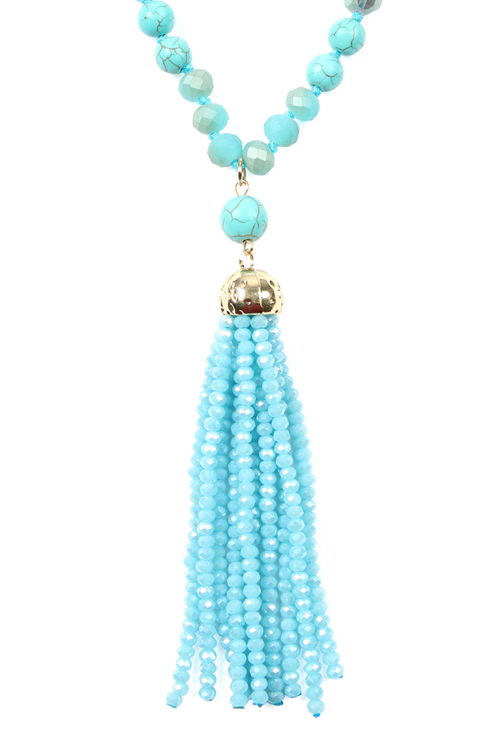 Turquoise Rondelle Tassel Pendant with Polycard Necklace - Pack of 6