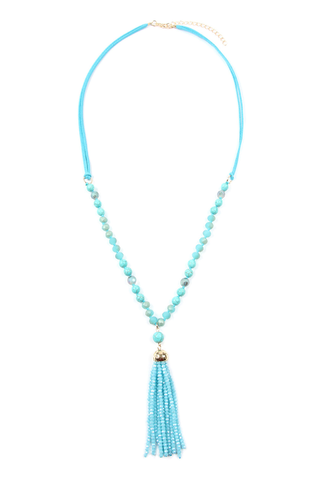 Turquoise Rondelle Tassel Pendant with Polycard Necklace - Pack of 6