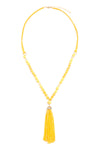 Yellow Rondelle Tassel Pendant with Polycard Necklace - Pack of 6