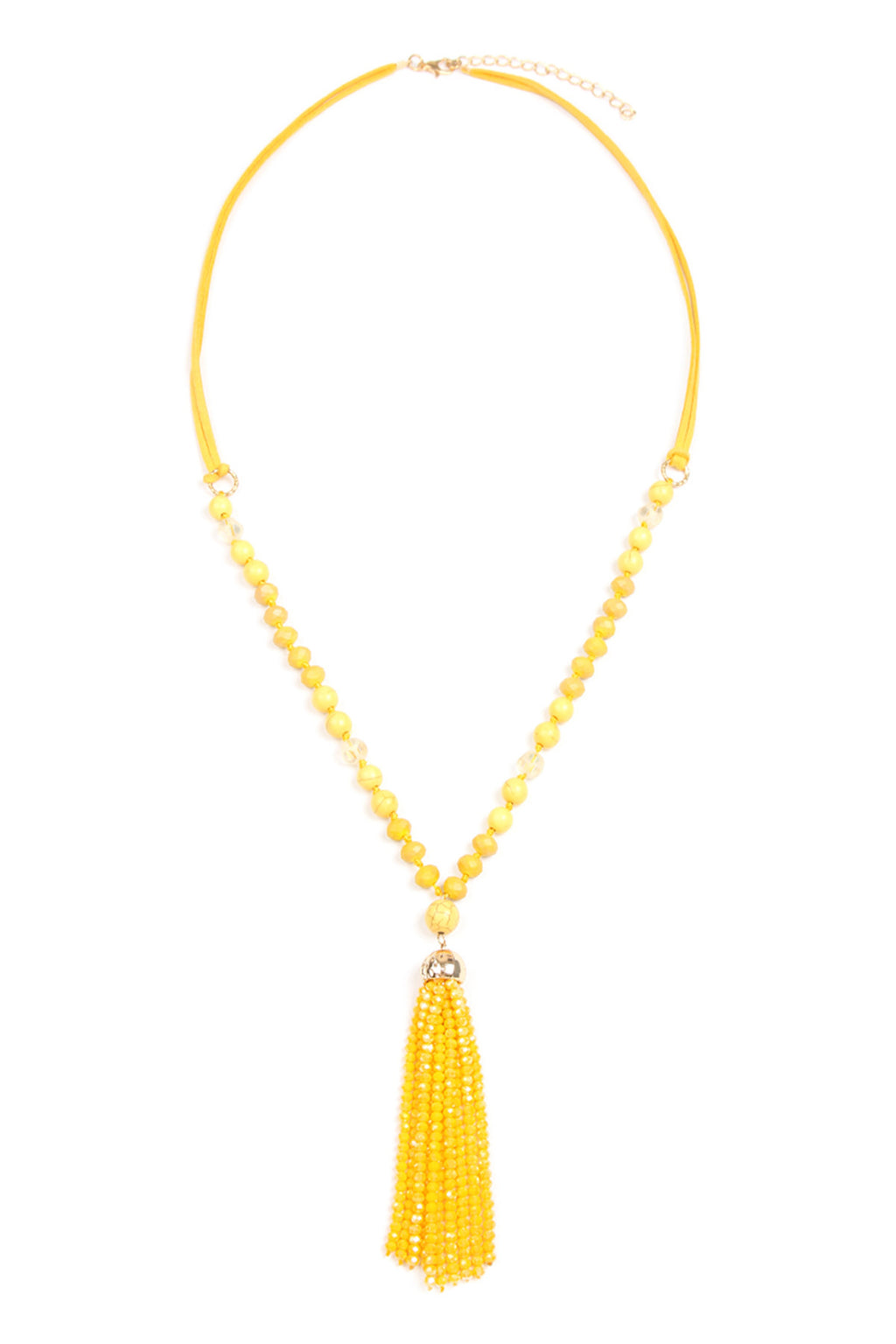 Yellow Rondelle Tassel Pendant with Polycard Necklace - Pack of 6