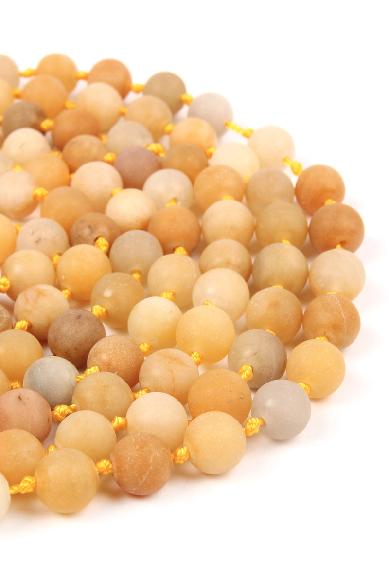 Yellow Natural Stone Hand Knotted Long Necklace - Pack of 6