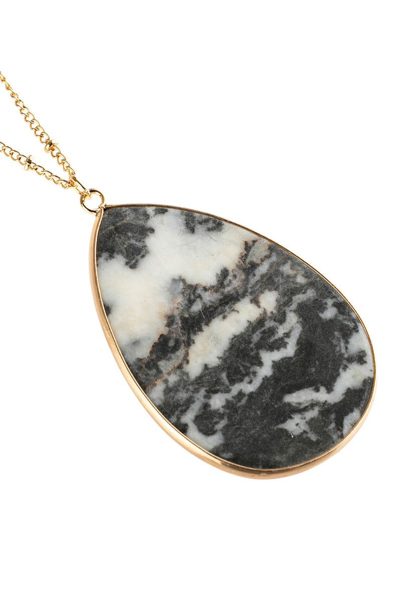 Dark Multicolor Oval Stone Pendant Necklace - Pack of 6