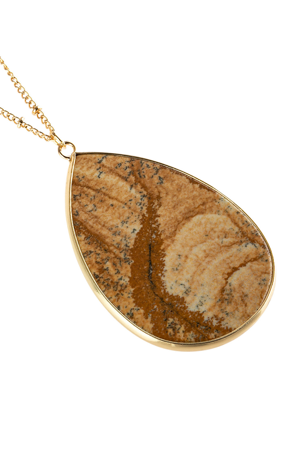 Light Brown Oval Stone Pendant Necklace - Pack of 6