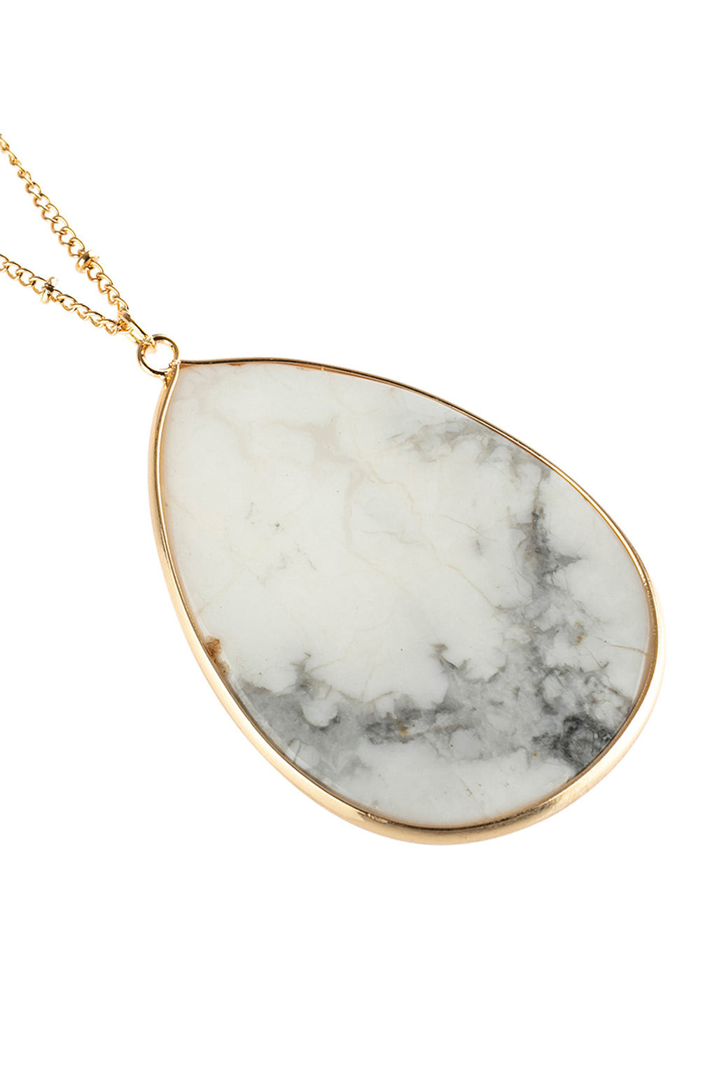 White Oval Stone Pendant Necklace - Pack of 6