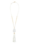 White Natural Stone with Tassel Pendant Necklace - Pack of 6