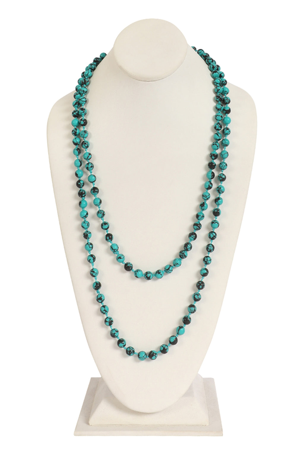 Natural Stone Long Beaded Necklace Turquoise Blue - Pack of 6