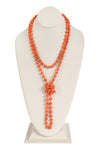 Natural Stone Long Line Knotted Necklace Orange - Pack of 6