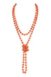 Natural Stone Long Line Knotted Necklace Orange - Pack of 6