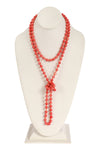 Natural Stone Long Line Knotted Necklace Red - Pack of 6