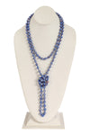 Natural Stone Long Line Knotted Necklace Sapphire - Pack of 6