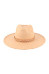 Felt Fashion Brim Hat with Leather Braided Beige - Pack of 6