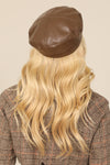 Classic PU Leather Beret Hat Brown - Pack of 6