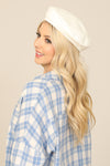 Classic PU Leather Beret Hat Ivory - Pack of 6