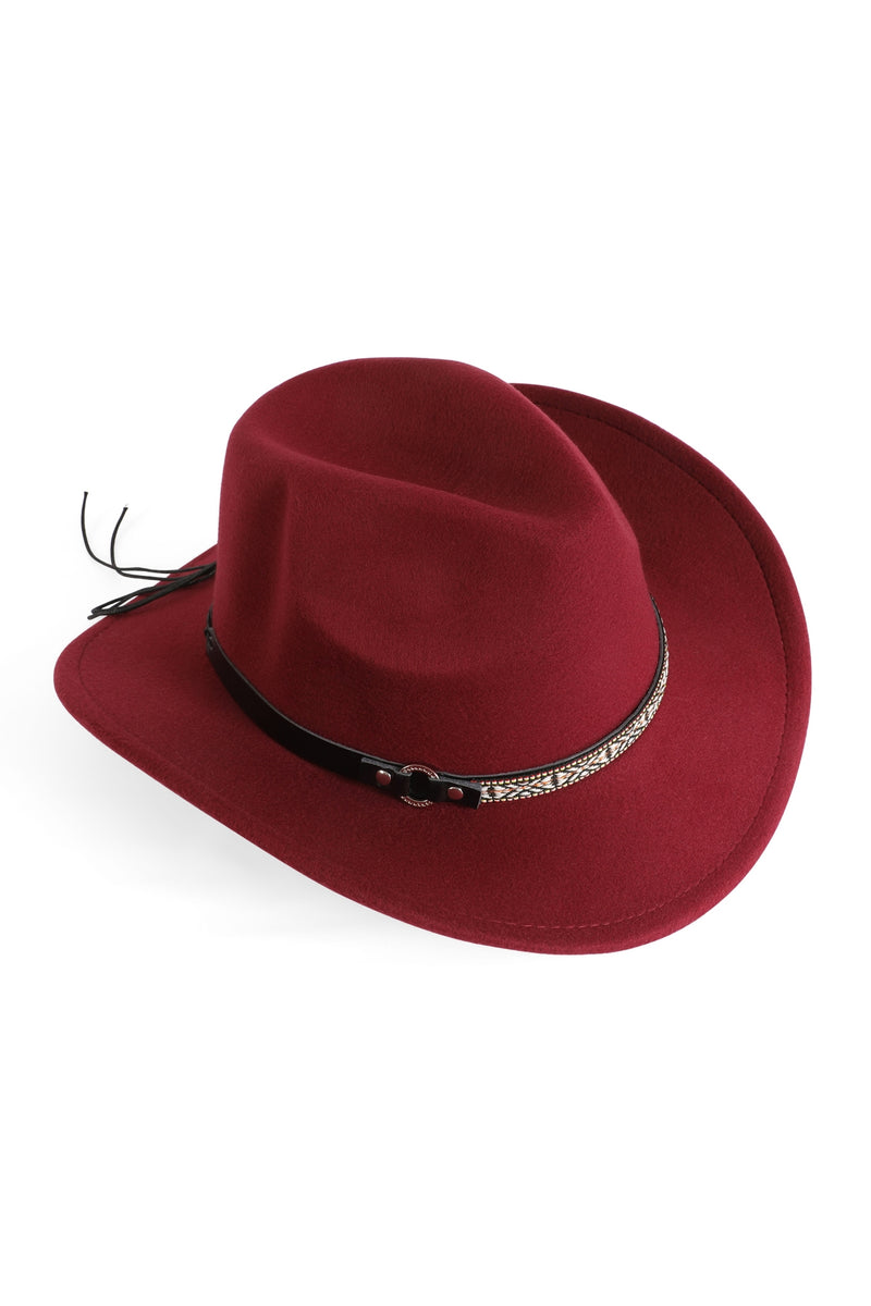 Fedora Classic Tribal Band Hat Burgundy - Pack of 6