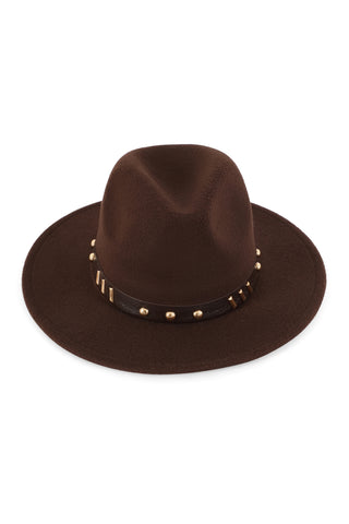 Fedora Panama Hat with Leather Buckle Hatband Brown - Pack of 6