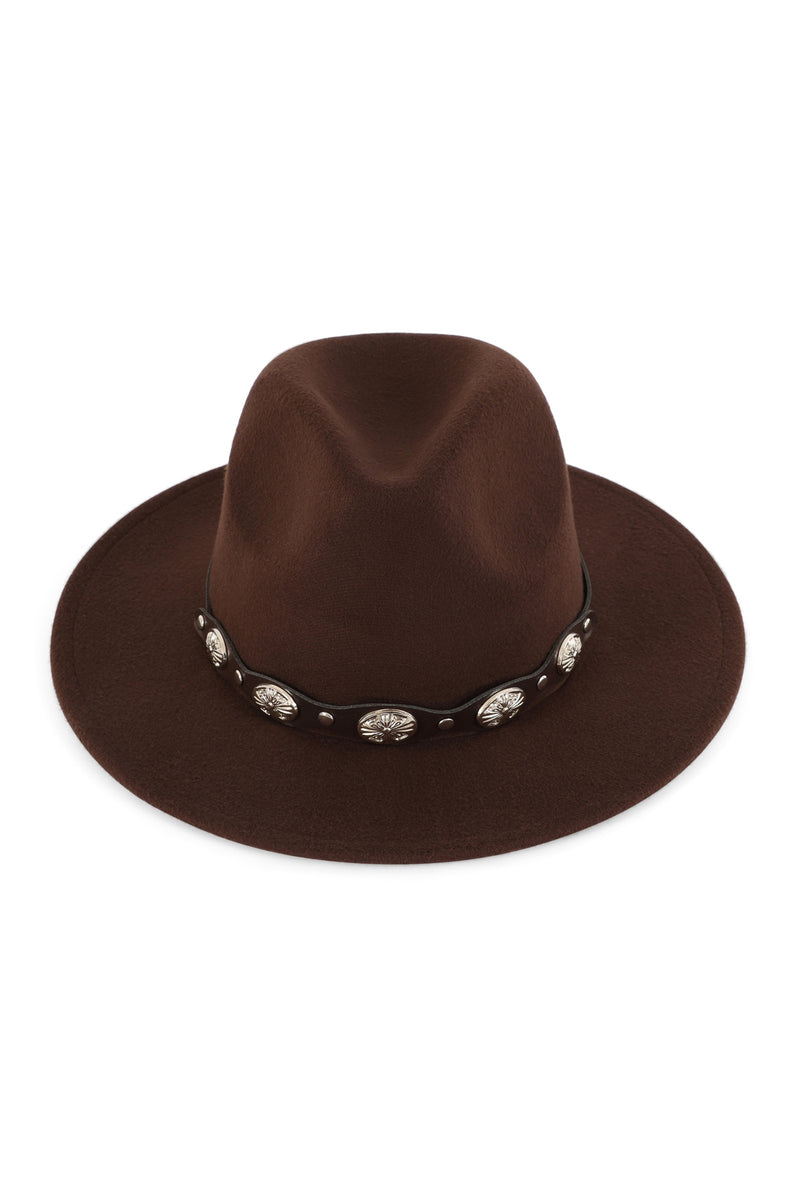 Fedora Panama Hat with Leather Buckle Hatband Brown - Pack of 6