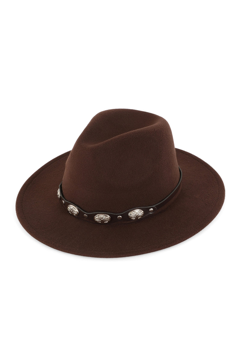 Fedora Panama Hat with Leather Buckle Hatband Brown - Pack of 6