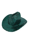 Glitter Solid Color Fedora Cowboy Hat Green  - Pack of 6