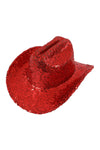 Glitter Solid Color Fedora Cowboy Hat Red  - Pack of 6