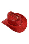 Glitter Solid Color Fedora Cowboy Hat Red  - Pack of 6