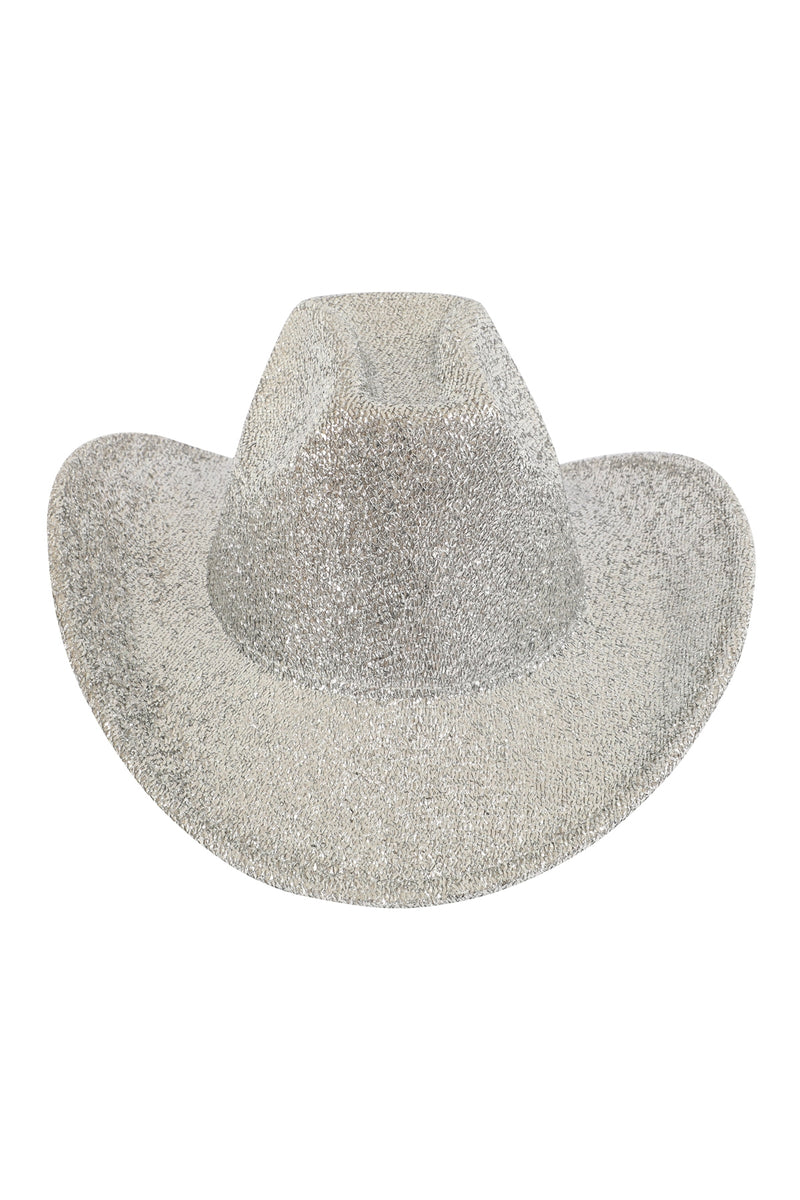 Glitter Solid Color Fedora Hat Silver  - Pack of 6