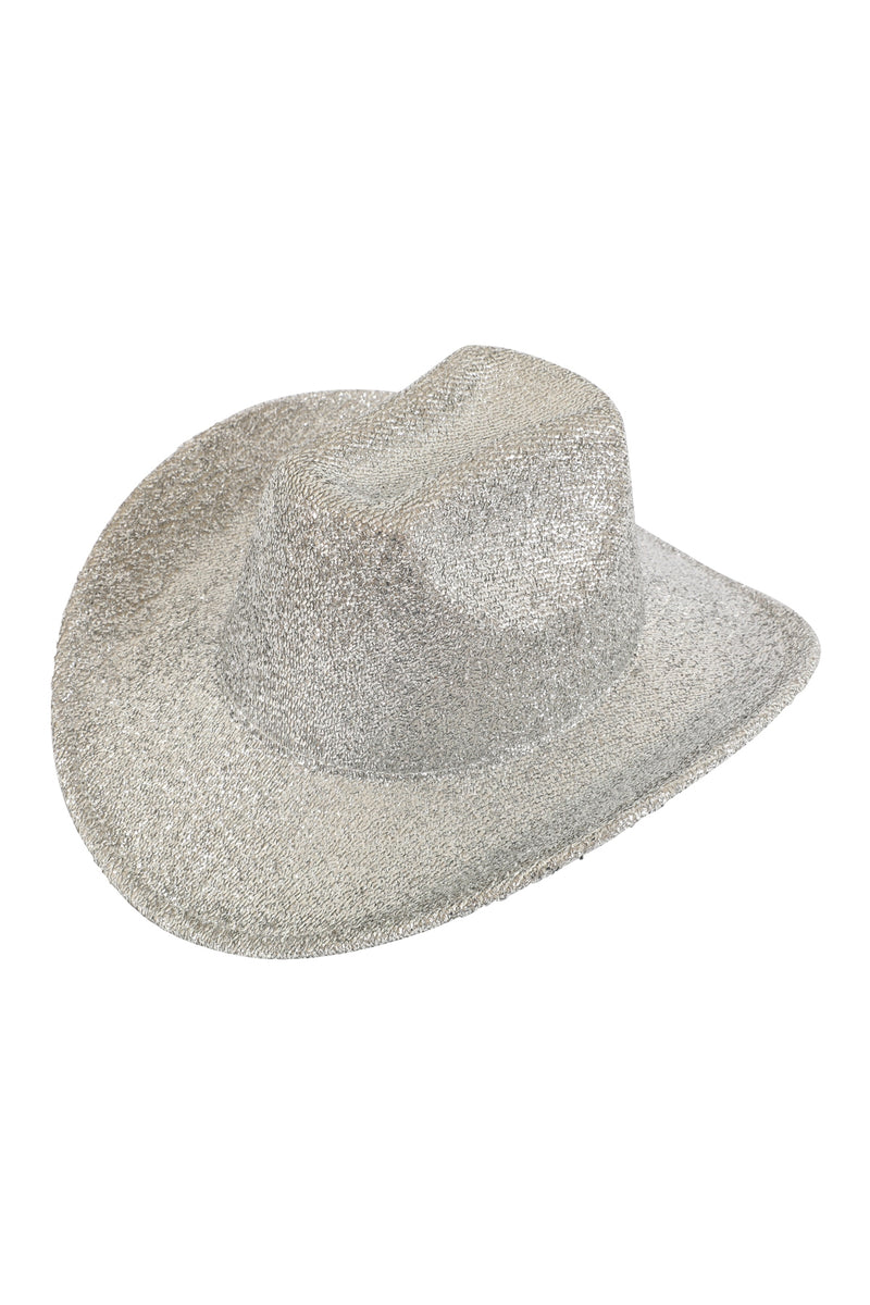 Glitter Solid Color Fedora Hat Silver  - Pack of 6