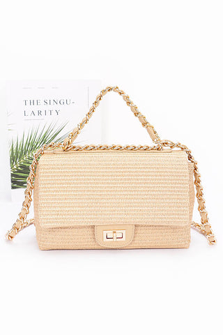 Multi Color Straw Clutch and Crossbody Bag Beige - Pack of 6