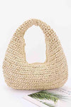 Striped Color Straw Crochet Tote Bag with Zipper Closure & Inner Pocket Navy - Pack of 6