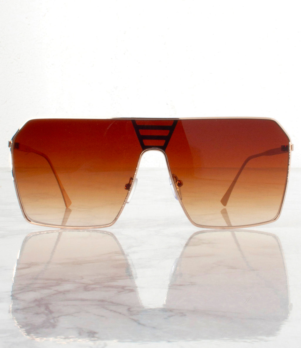 Wholesale Single Color Sunglasses - KBSHLD - Gold/Brown - Pack of 6 - $4/piece