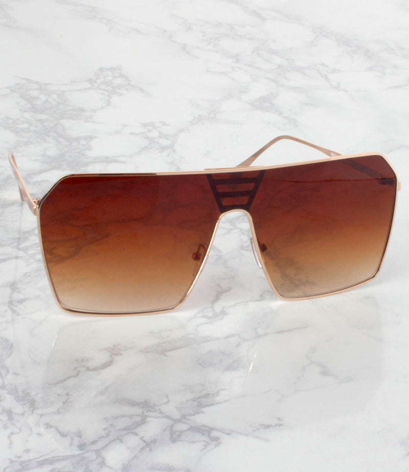 Wholesale Single Color Sunglasses - KBSHLD - Gold/Brown - Pack of 6 - $4/piece