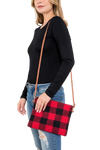 Buffalo Plaid Cross Body & Wristlet Bag Polyester Red - Pack of 6