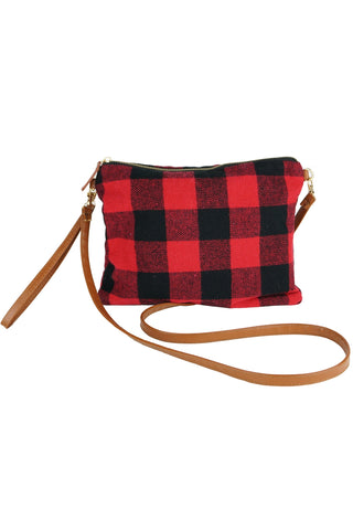 Buffalo Plaid Wristlet Clutch Crossbody Bag Black - Pack of 6