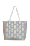 Gold Foil Pineapple Beach Bag Blue - Pack of 6