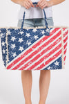 American Flag Pattern Fringe Bag with Magnetic Closure and Inner Pocket USA - Pack of 6