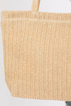 Solid Crochet Straw Bag Zipper Closure and Inner Pocket Beige - Pack of 6