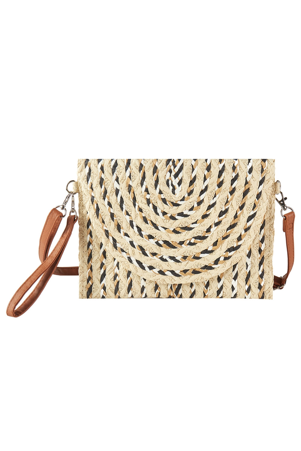 Multi Color Straw Clutch and Crossbody Bag Beige - Pack of 6