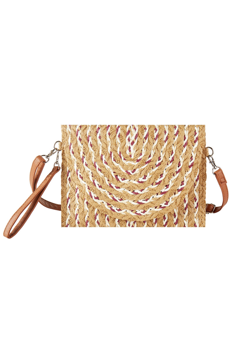 Multi Color Straw Clutch and Crossbody Bag Taupe - Pack of 6