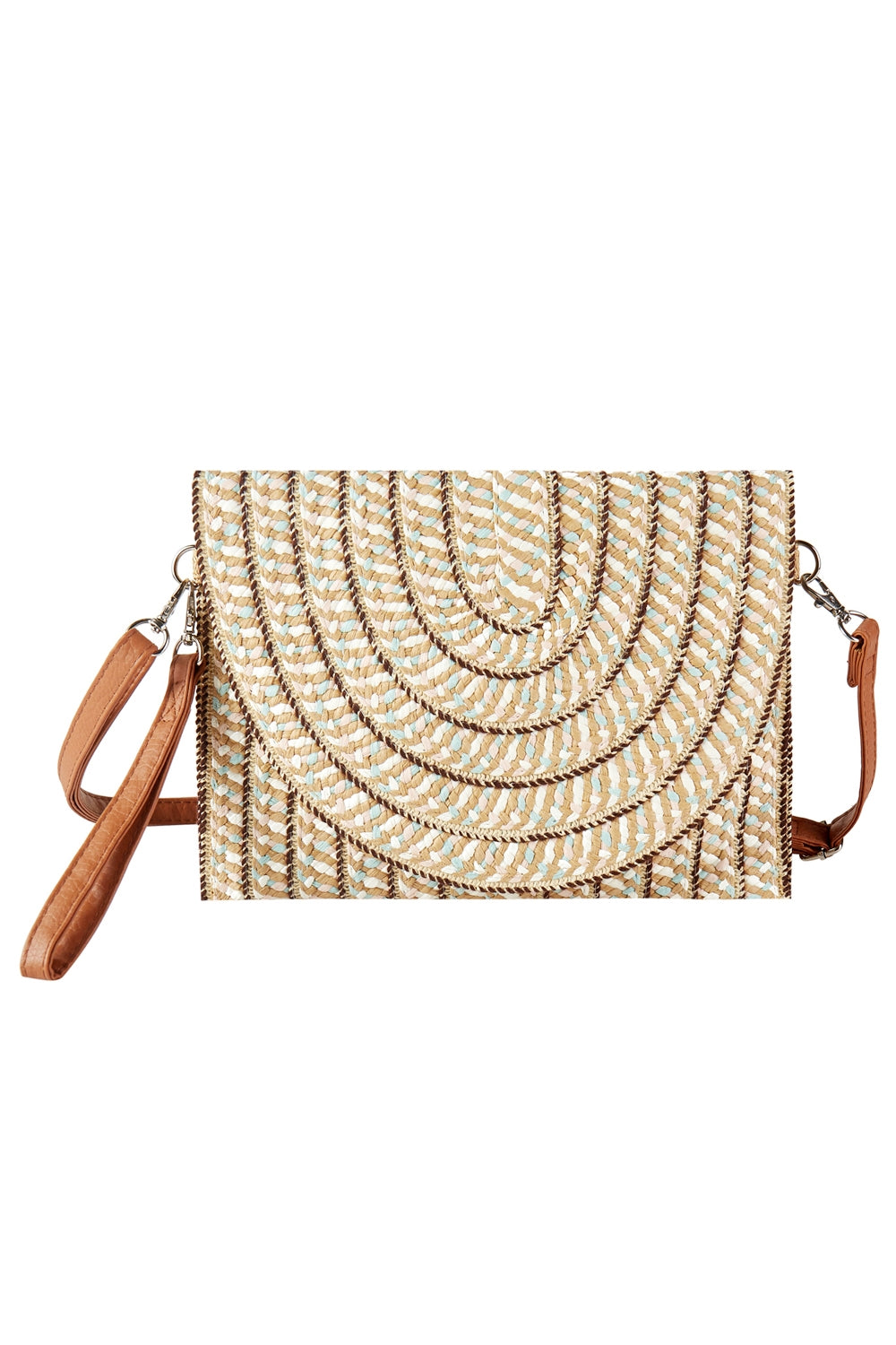 Multi Color Straw Clutch and Crossbody Bag Taupe - Pack of 6