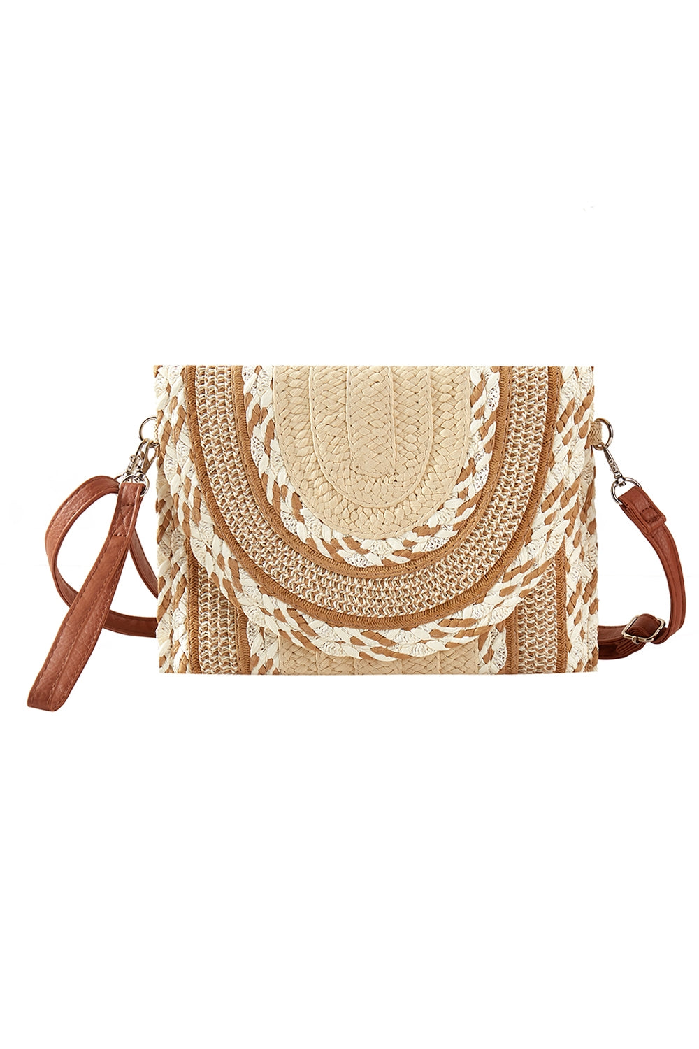 Multi Pattern Straw Clutch and Crossbody Bag Beige  - Pack of 6