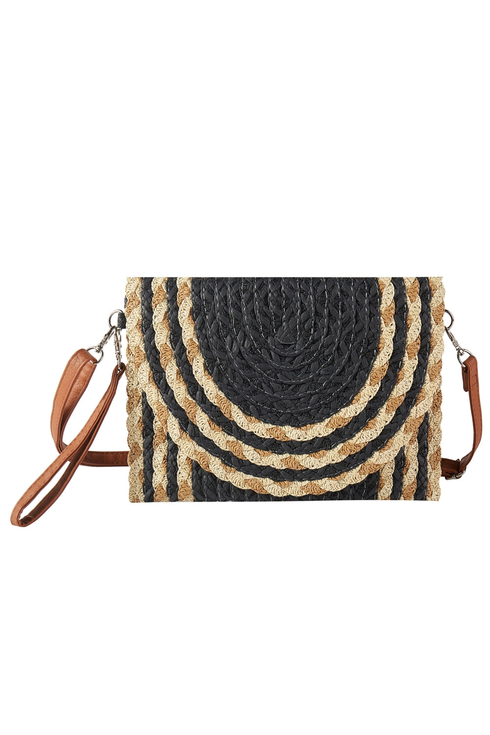 Mixed Color Detail Straw Clutch and Crossbody Bag Black - Pack of 6