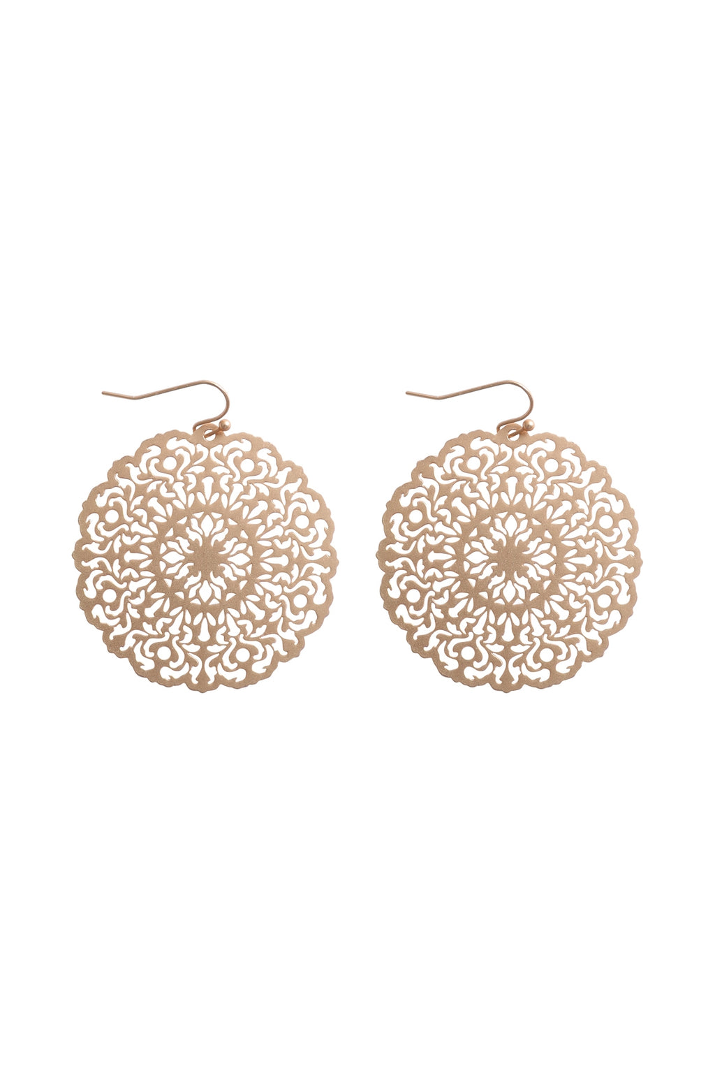 Round Filigree Hook Earrings Matte Gold - Pack of 6