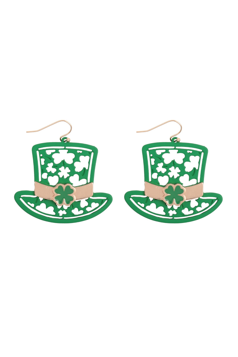 St. Patrick's Hat Filigree Dangle Earrings Green - Pack of 6